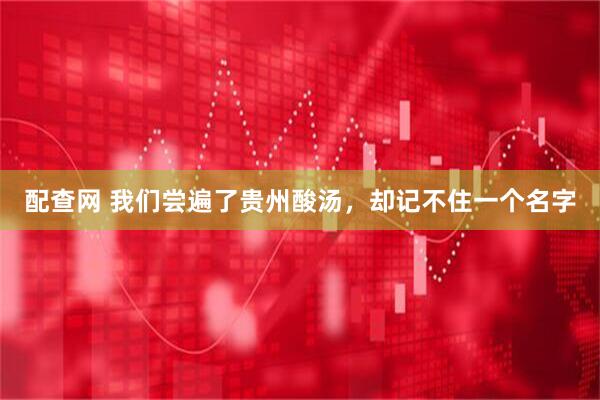 配查网 我们尝遍了贵州酸汤，却记不住一个名字